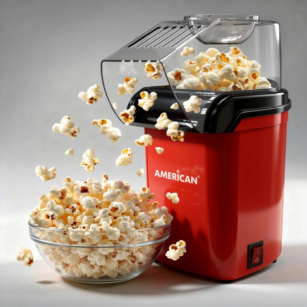Máquina para Hacer Palomitas American con Tapa Medidora, Libre de Aceite, Color Rojo - Mod. 2606