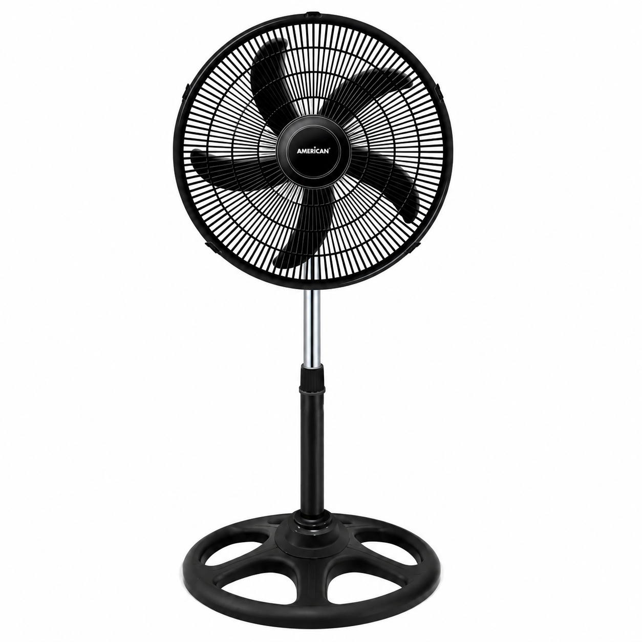 Ventilador de Pedestal American 18 Pulgadas, 5 Aspas, Rejilla de Plástico, 3 Velocidades - Mod. 7418