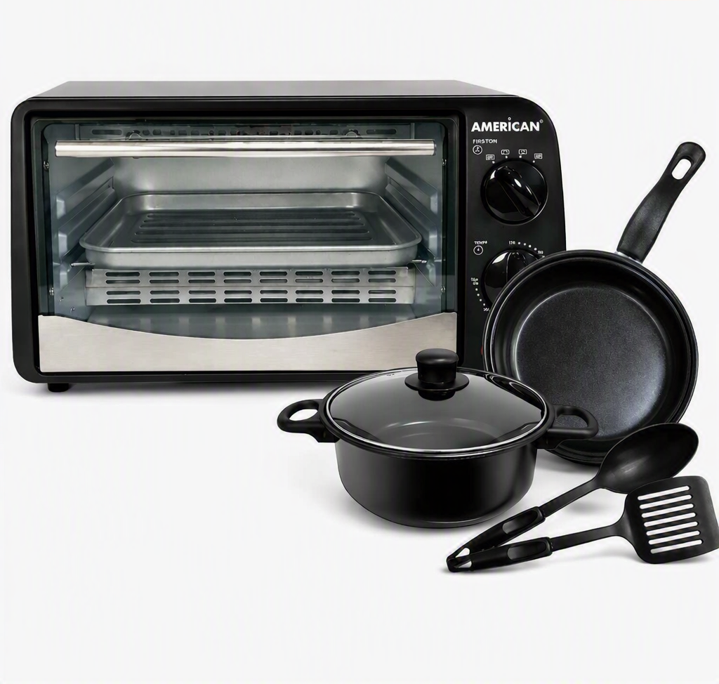 Horno Eléctrico American + Regalo Batería De Cocina 5 Pz