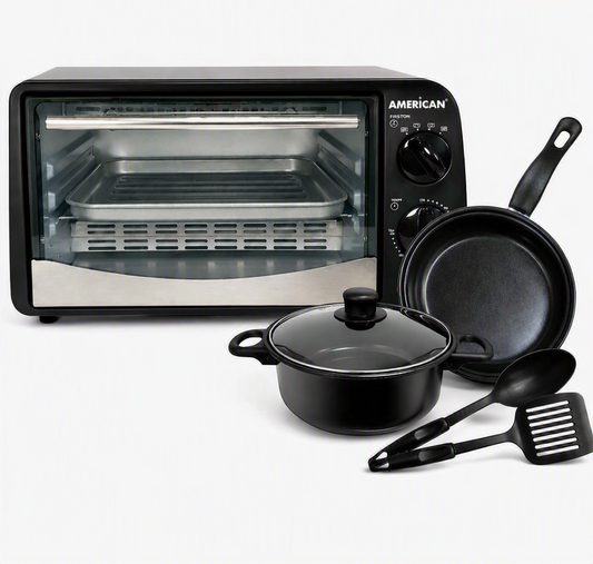 Horno Eléctrico American + Regalo Batería De Cocina 5 Pz