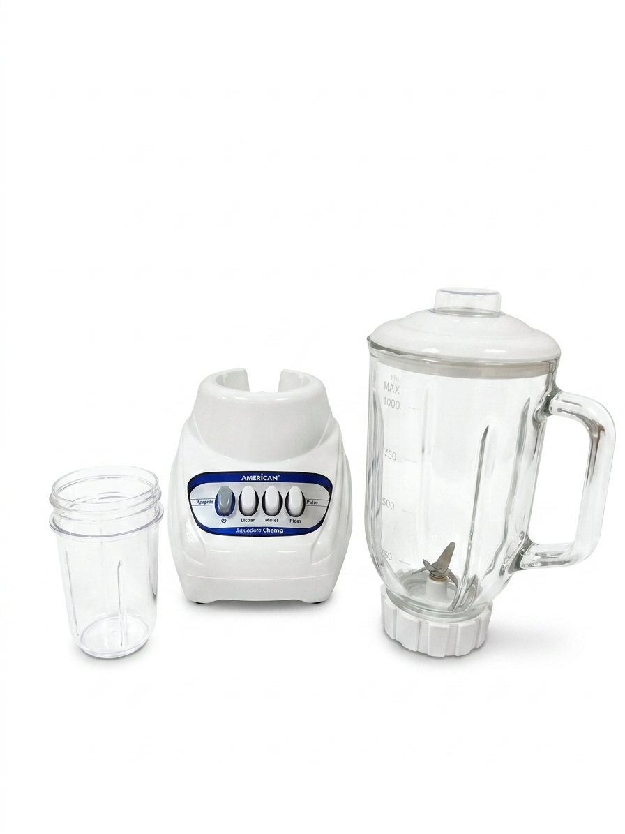 Licuadora American 3 Velocidades y 1 Pulso, Vaso de Vidrio, Color Blanco - Mod. 1314