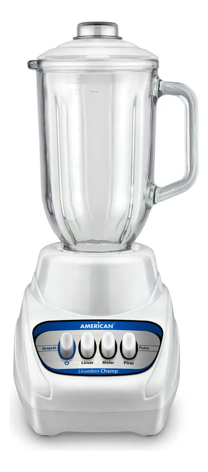 Licuadora American 2 Velocidades y 1 Pulso, Vaso de Vidrio, Color Blanco - Mod. 1314