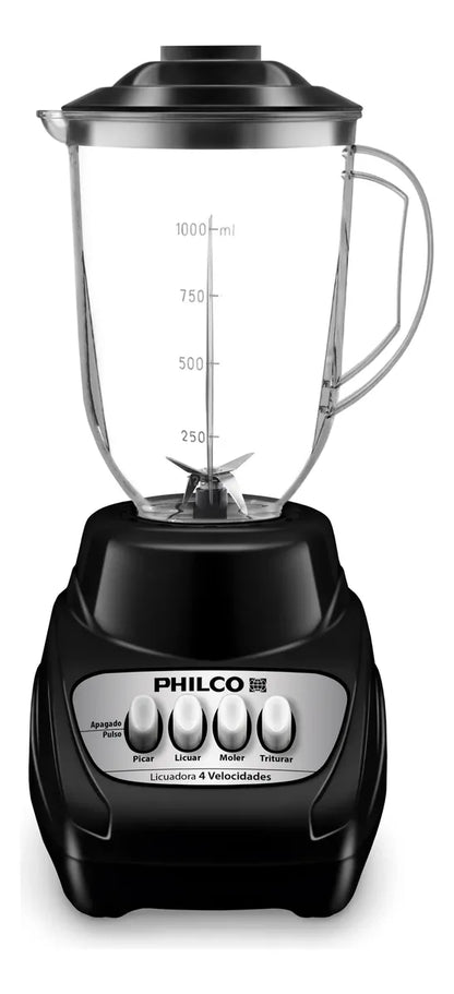 Licuadora Philco 3 Velocidades y 1 Pulso, Vaso de Plástico, Color Negro - Mod. 1317