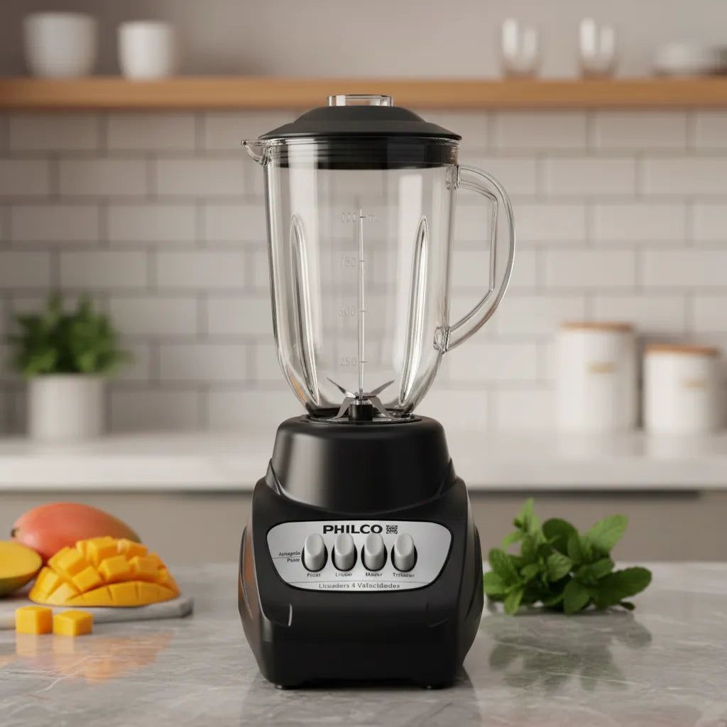 Licuadora Philco 3 Velocidades y 1 Pulso, Vaso de Plástico, Color Negro - Mod. 1317