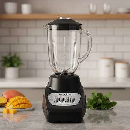 Licuadora Philco 3 Velocidades y 1 Pulso, Vaso de Plástico, Color Negro - Mod. 1317