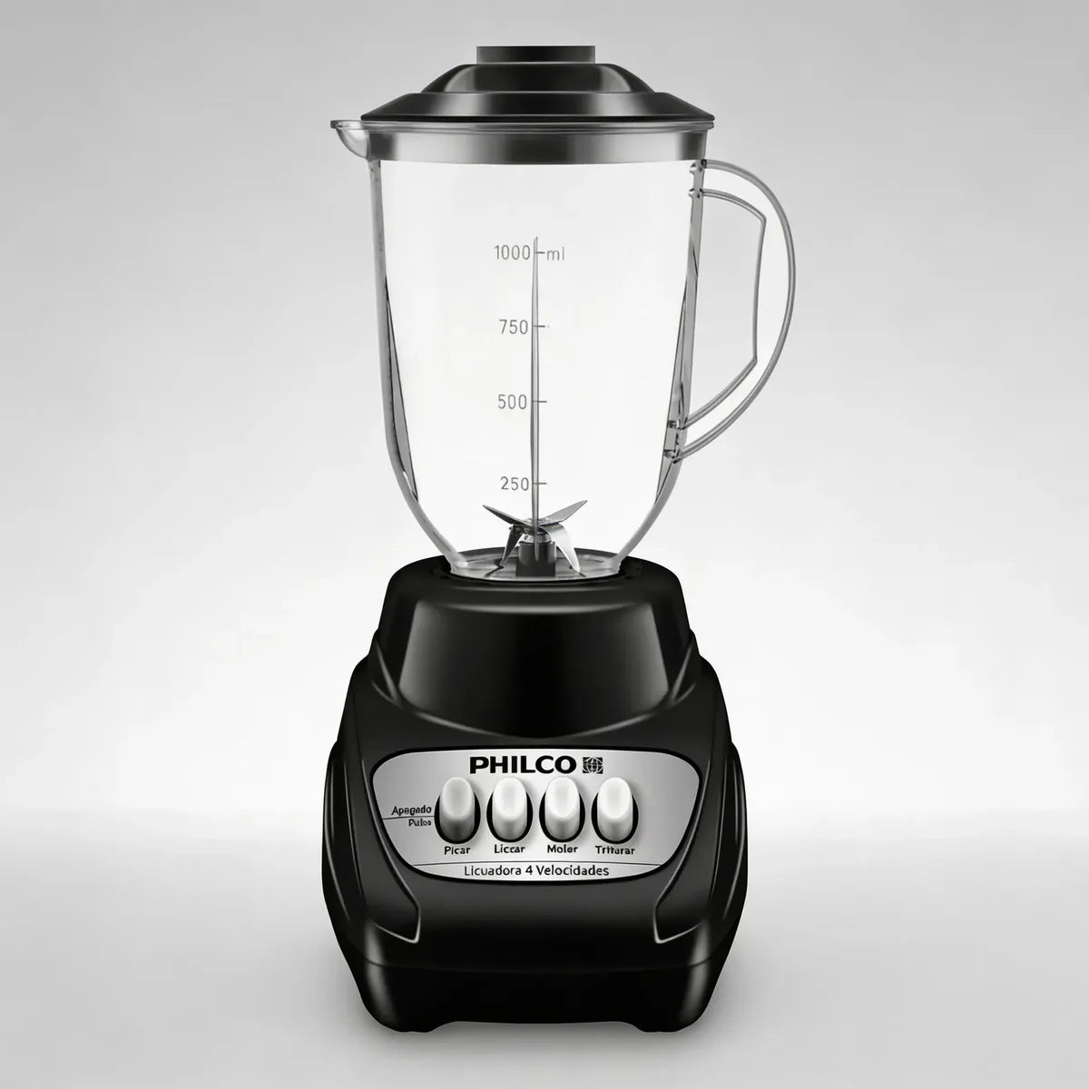 Licuadora Philco 3 Velocidades y 1 Pulso, Vaso de Plástico, Color Negro - Mod. 1317