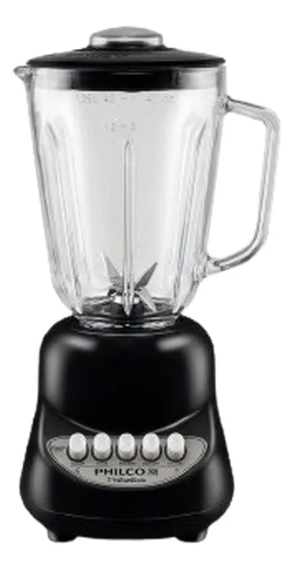Licuadora Philco 5 Velocidades, Vaso de Vidrio, Color Negro - Mod. 1515