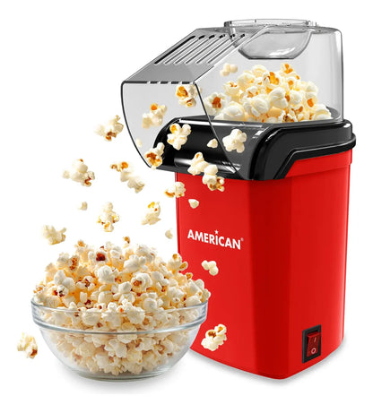 Máquina para Hacer Palomitas American con Tapa Medidora, Libre de Aceite, Color Rojo - Mod. 2606