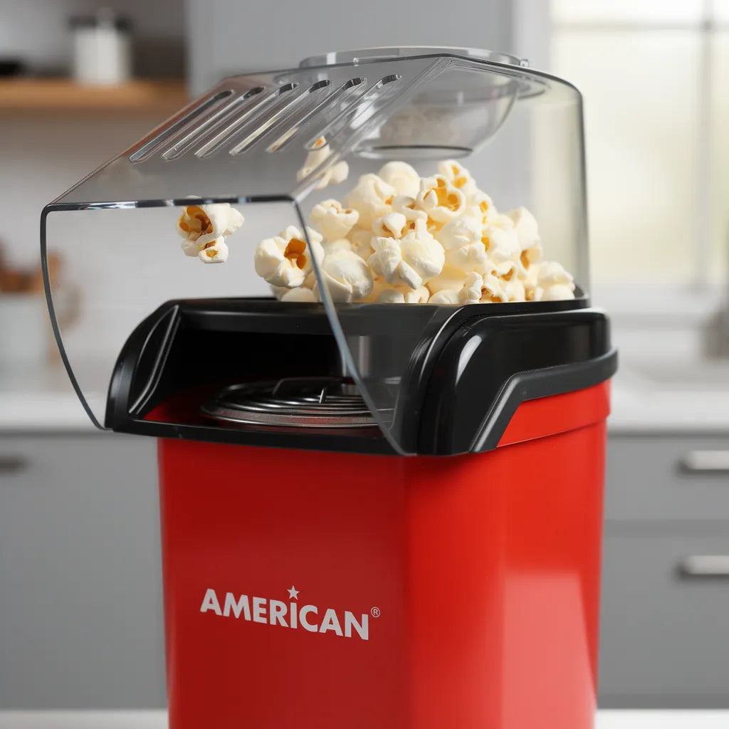 Máquina para Hacer Palomitas American con Tapa Medidora, Libre de Aceite, Color Rojo - Mod. 2606