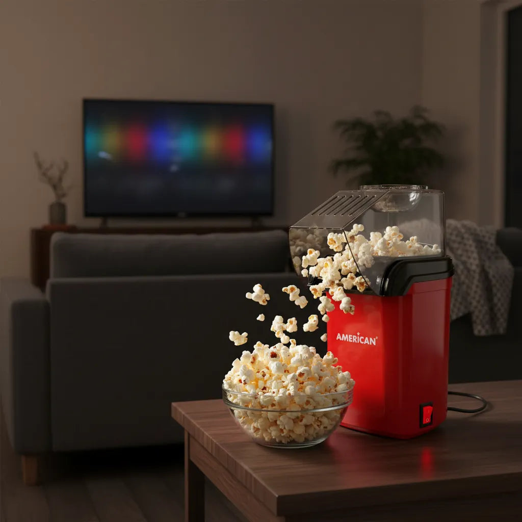 Máquina para Hacer Palomitas American con Tapa Medidora, Libre de Aceite, Color Rojo - Mod. 2606