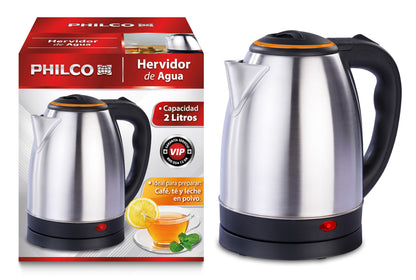 Hervidor de Agua Eléctrico Philco 2 Litros, Acero Inoxidable - Mod. 3009