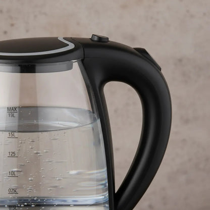 Hervidor de Agua Eléctrico American 1.8 Litros, Acero Inoxidable Jarra de Vidrio - Mod. 3021