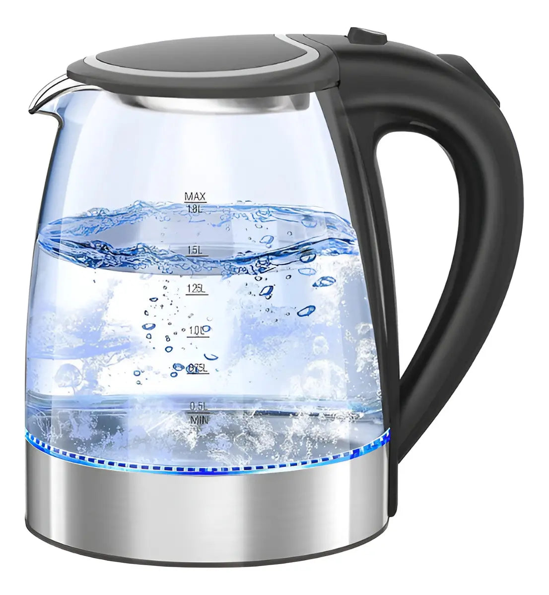 Hervidor de Agua Eléctrico American 1.8 Litros, Acero Inoxidable Jarra de Vidrio - Mod. 3021