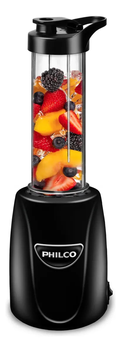 Nutri Procesador Philco 1 Velocidad, Vaso Sport y Salsero de Plástico, Color Negro - Mod. 4906