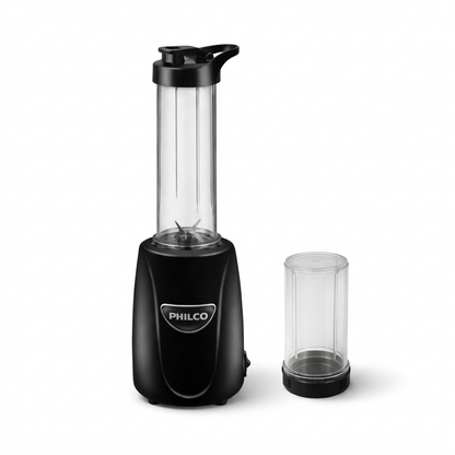 Nutri Procesador Philco 1 Velocidad, Vaso Sport y Salsero de Plástico, Color Negro - Mod. 4906