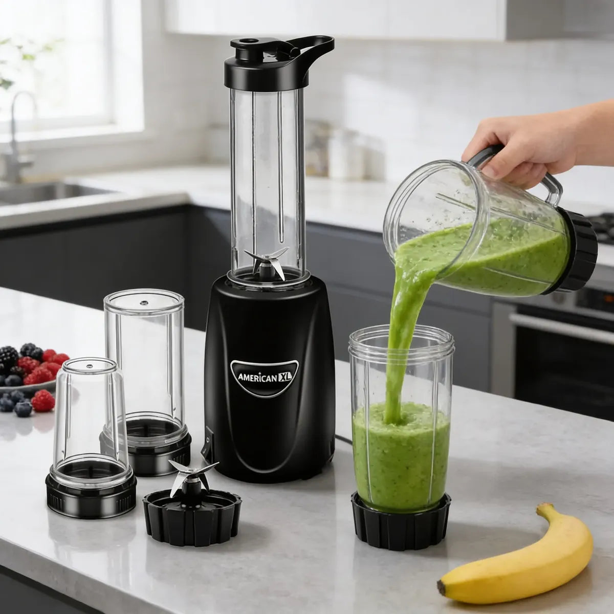 Nutri Procesador American 1 Velocidad, Vaso Sport, Salsero y Picador de Plástico - Mod. 4911