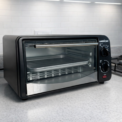 Horno Eléctrico American 9 Litros, Tostador, 5 Niveles de Temperatura, Puerta de Vidrio Templado - Mod. 5636