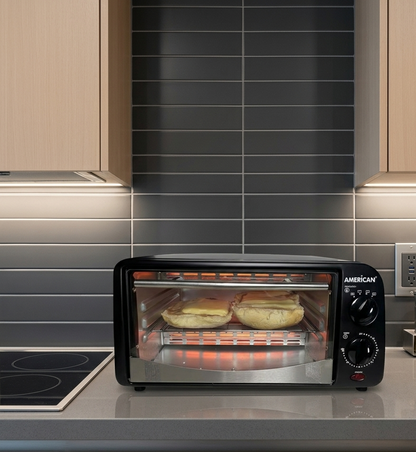 Horno Eléctrico American 9 Litros, Tostador, 5 Niveles de Temperatura, Puerta de Vidrio Templado - Mod. 5636