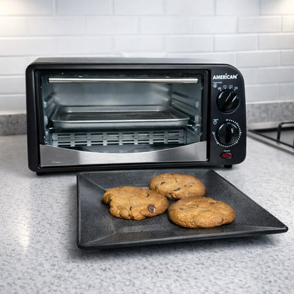 Horno Eléctrico American 9 Litros, Tostador, 5 Niveles de Temperatura, Puerta de Vidrio Templado - Mod. 5636