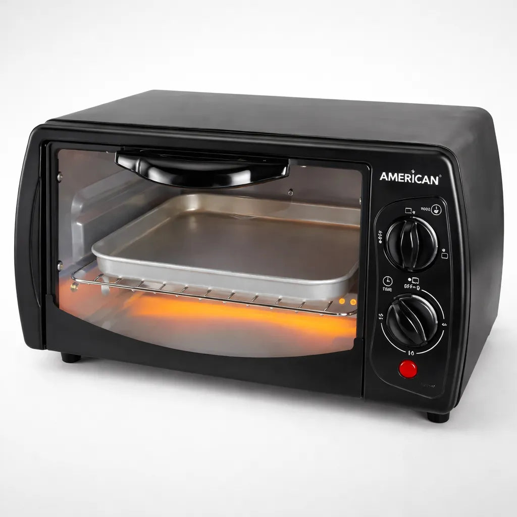 Horno Eléctrico American 9 Litros, Tostador, 5 Niveles de Temperatura, Puerta de Vidrio Templado - Mod. 5636