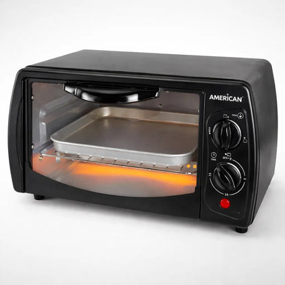 Horno Eléctrico American 9 Litros, Tostador, 5 Niveles de Temperatura, Puerta de Vidrio Templado - Mod. 5636