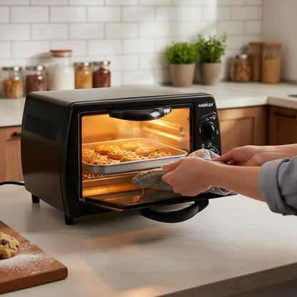 Horno Eléctrico American 9 Litros, Tostador, 5 Niveles de Temperatura, Puerta de Vidrio Templado - Mod. 5636