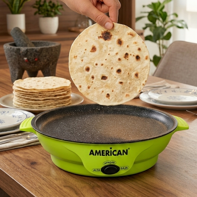 Parrilla Comal Eléctrico American 2 Niveles de Temperatura, Recubrimiento Antiadherente - Mod. 6022