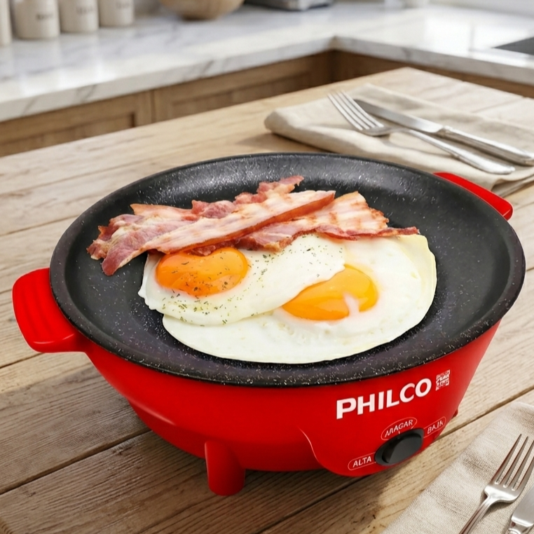 Parrilla Comal Eléctrico Philco 2 Niveles de Temperatura, Recubrimiento Antiadherente - Mod. 6026