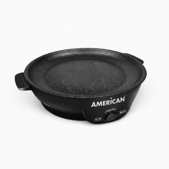 Parrilla Comal Eléctrico American 2 Niveles de Temperatura, Recubrimiento Antiadherente, Negro - Mod. 6028