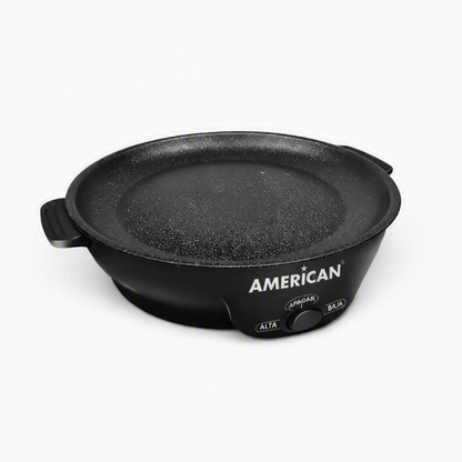 Parrilla Comal Eléctrico American 2 Niveles de Temperatura, Recubrimiento Antiadherente, Negro - Mod. 6028