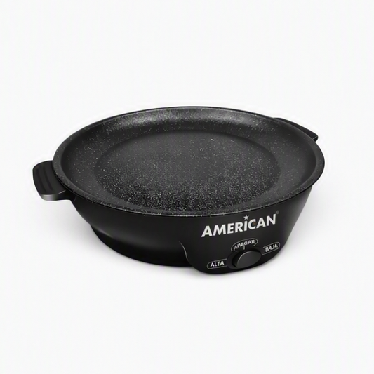 Parrilla Comal Eléctrico American 2 Niveles de Temperatura, Recubrimiento Antiadherente, Negro - Mod. 6028