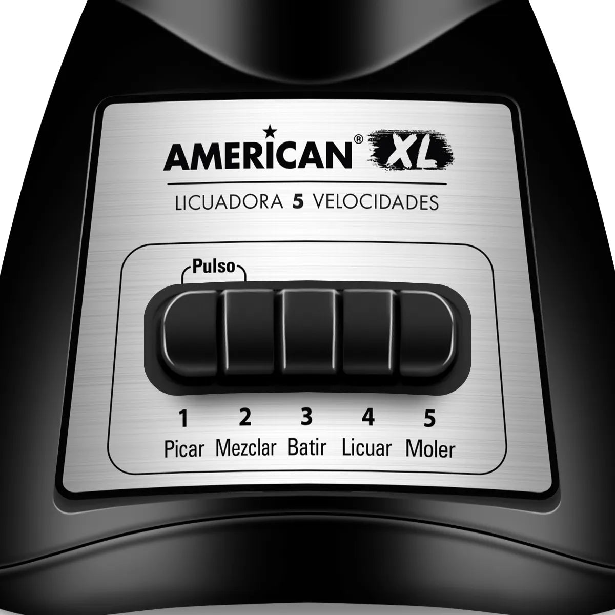 Licuadora American 5 Funciones, Vaso de Vidrio, Color Negro - Mod. 7040