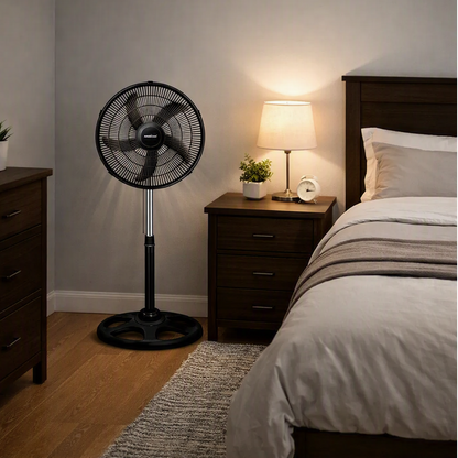Ventilador de Pedestal American 18 Pulgadas, 5 Aspas, Rejilla de Plástico, 3 Velocidades - Mod. 7418