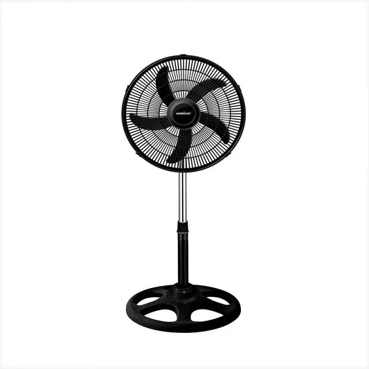 Ventilador de Pedestal American 18 Pulgadas, 5 Aspas, Rejilla de Plástico, 3 Velocidades - Mod. 7418