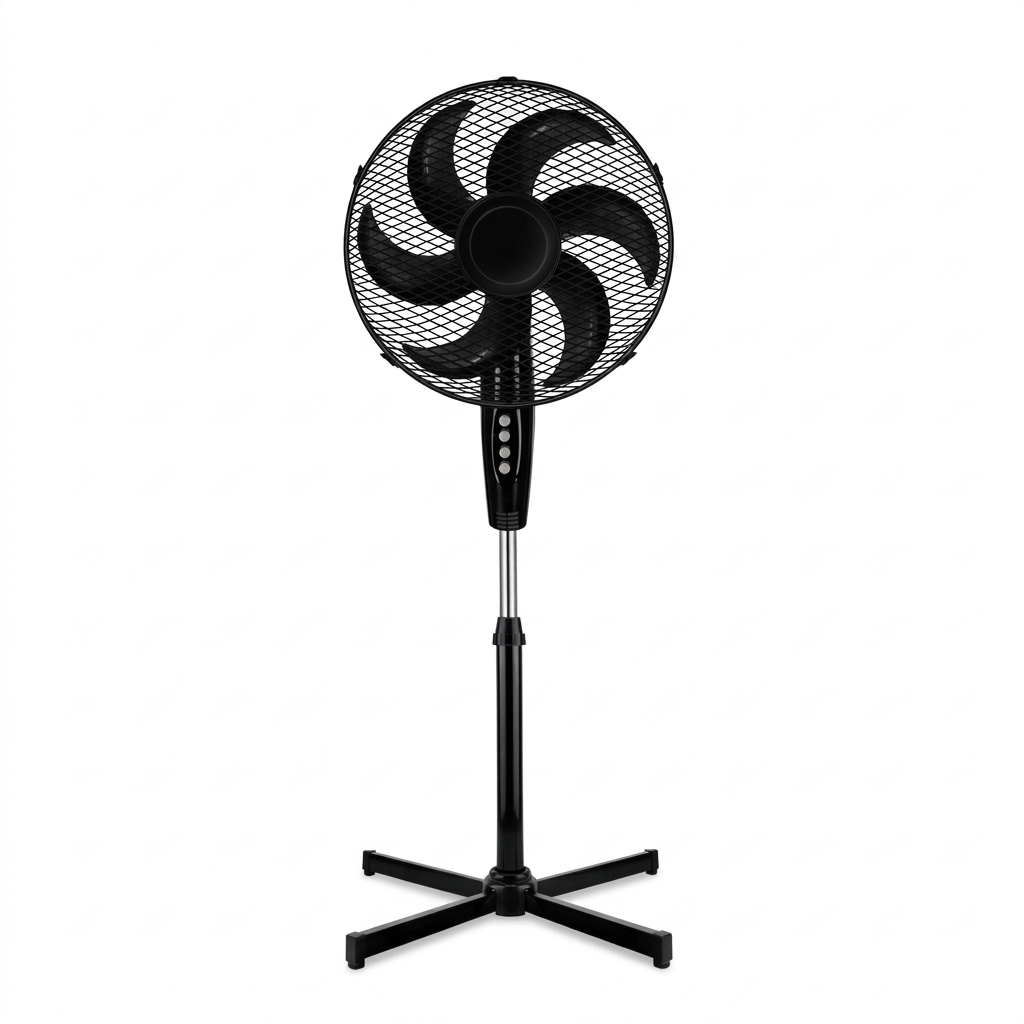 Ventilador de Pedestal American 16 Pulgadas, 6 Aspas, Rejilla Metálica, 3 Velocidades, Negro - Mod. 7616