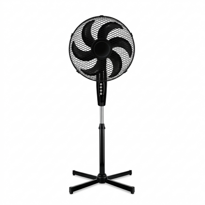 Ventilador de Pedestal American 16 Pulgadas, 6 Aspas, Rejilla Metálica, 3 Velocidades, Negro - Mod. 7616