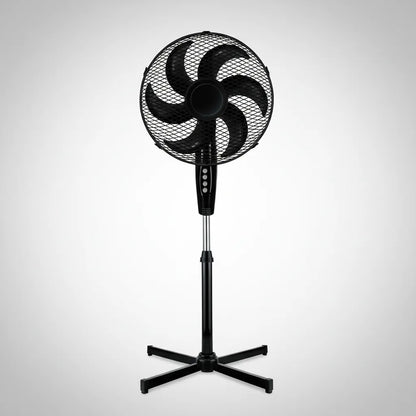 Ventilador de Pedestal American 16 Pulgadas, 6 Aspas, Rejilla Metálica, 3 Velocidades, Negro - Mod. 7616