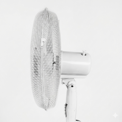 Ventilador de Pedestal American 16 Pulgadas, 5 Aspas, Rejilla Metálica, 3 Velocidades, Blanco - Mod. 7316