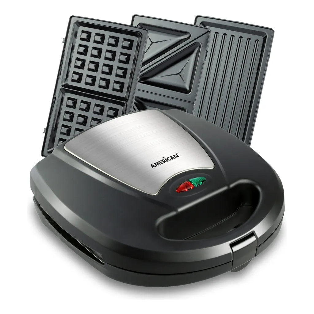 Sandwichera American 3 en 1 Waffles, Sandwich y Asador - Mod. 9983