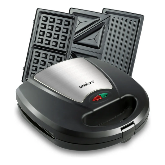 Sandwichera American 3 en 1 Waffles, Sandwich y Asador - Mod. 9983