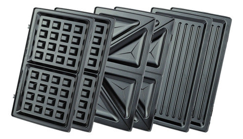 Sandwichera American 3 en 1 Waffles, Sandwich y Asador - Mod. 9983