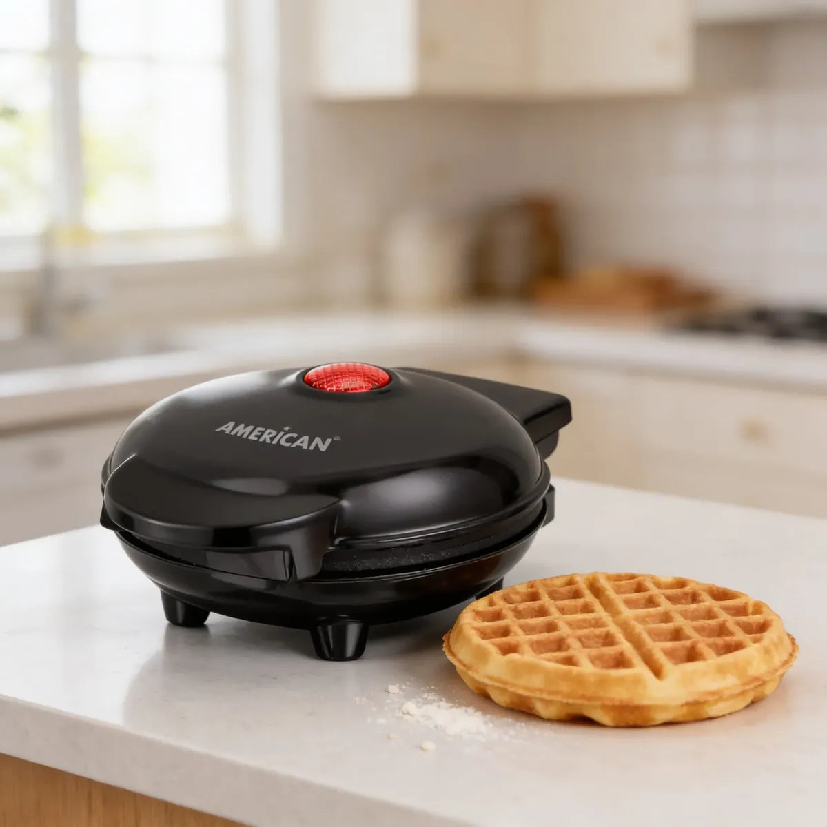 Mini Wafflera American con Platos Antiadherentes e Indicador LED - Mod. 9991
