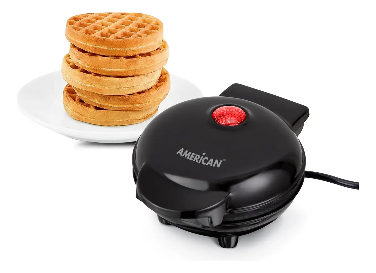 Mini Wafflera American con Platos Antiadherentes e Indicador LED - Mod. 9991