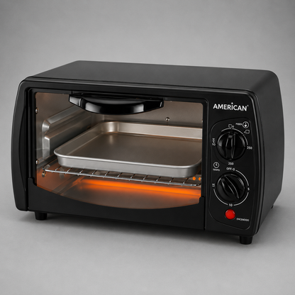 Horno Eléctrico American 9 Litros, Tostador, 5 Niveles de Temperatura, Puerta de Vidrio Templado - Mod. 5636